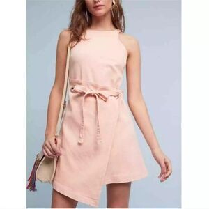 Anthropologie Pink Regatta denim Wrap Mini Dress| Size 2